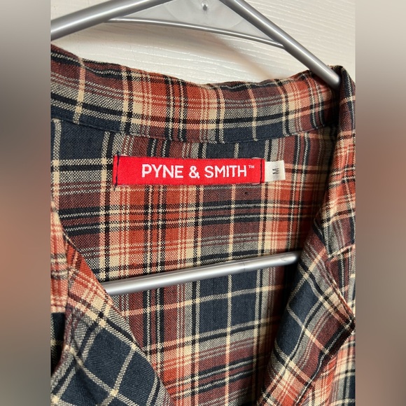 Pyne & Smith Red & Navy Check Collared Linen Dress M - Picture 3 of 5